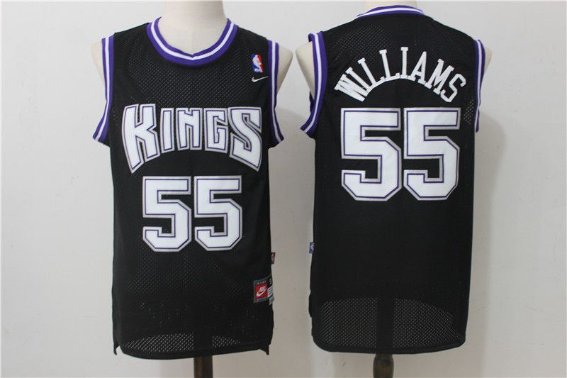 Men Sacramento Kings 55 Williams Black Throwback NBA Jerseys